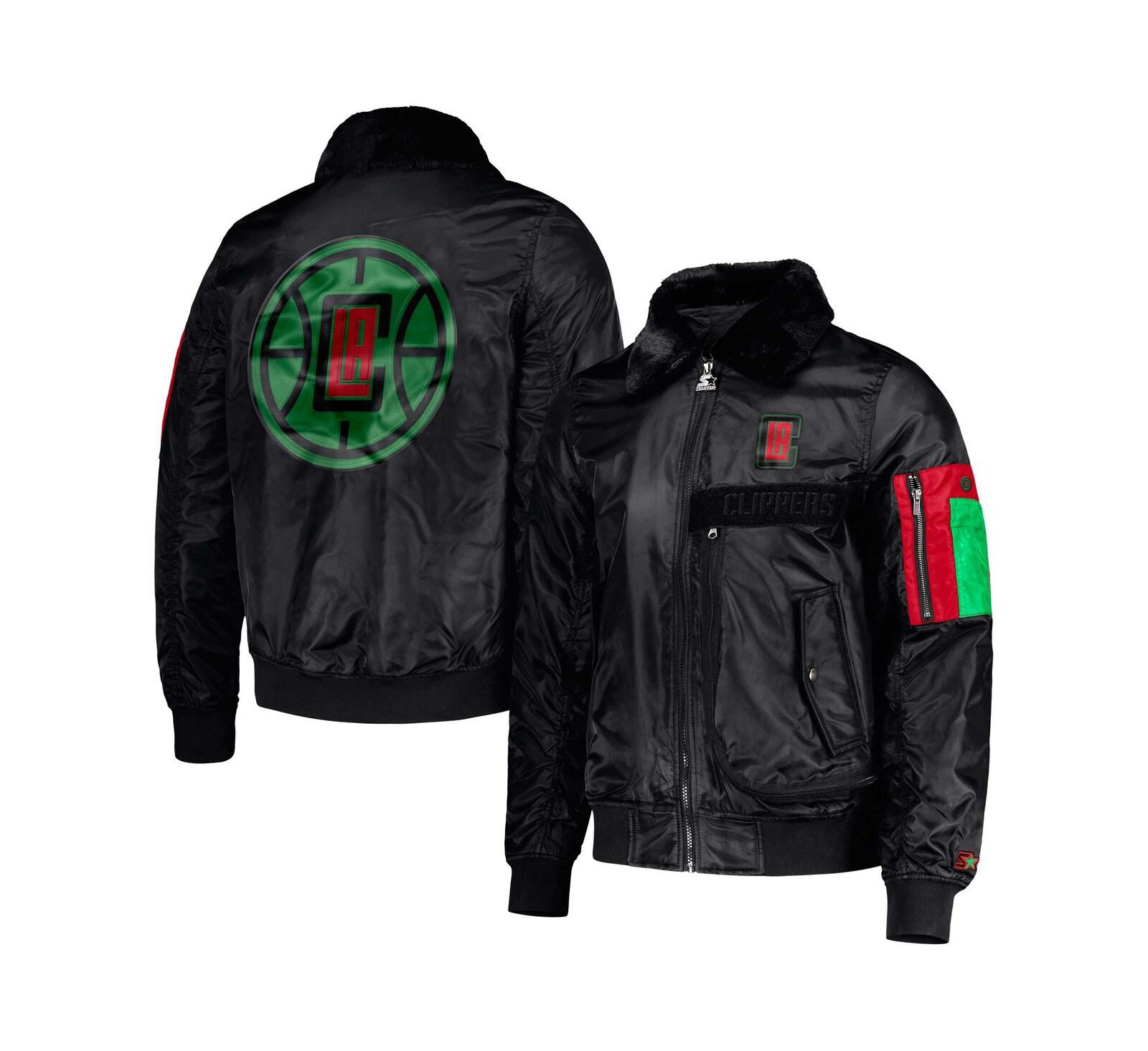 Men's Starter x Ty Mopkins Black LA Clippers Black History Month Satin Full-Zip Jacket