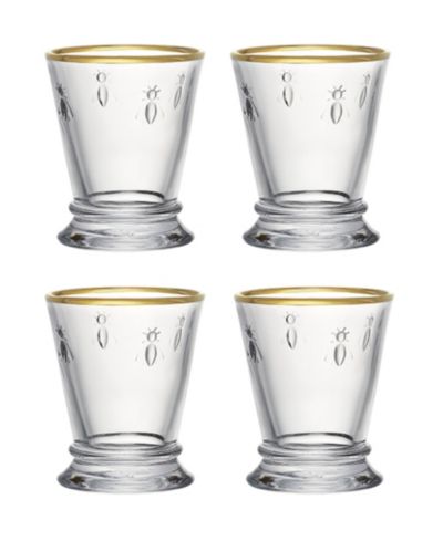 La Rochère Gold Rimmed Napoleon Bee 10 oz. Tumbler, Set of 4