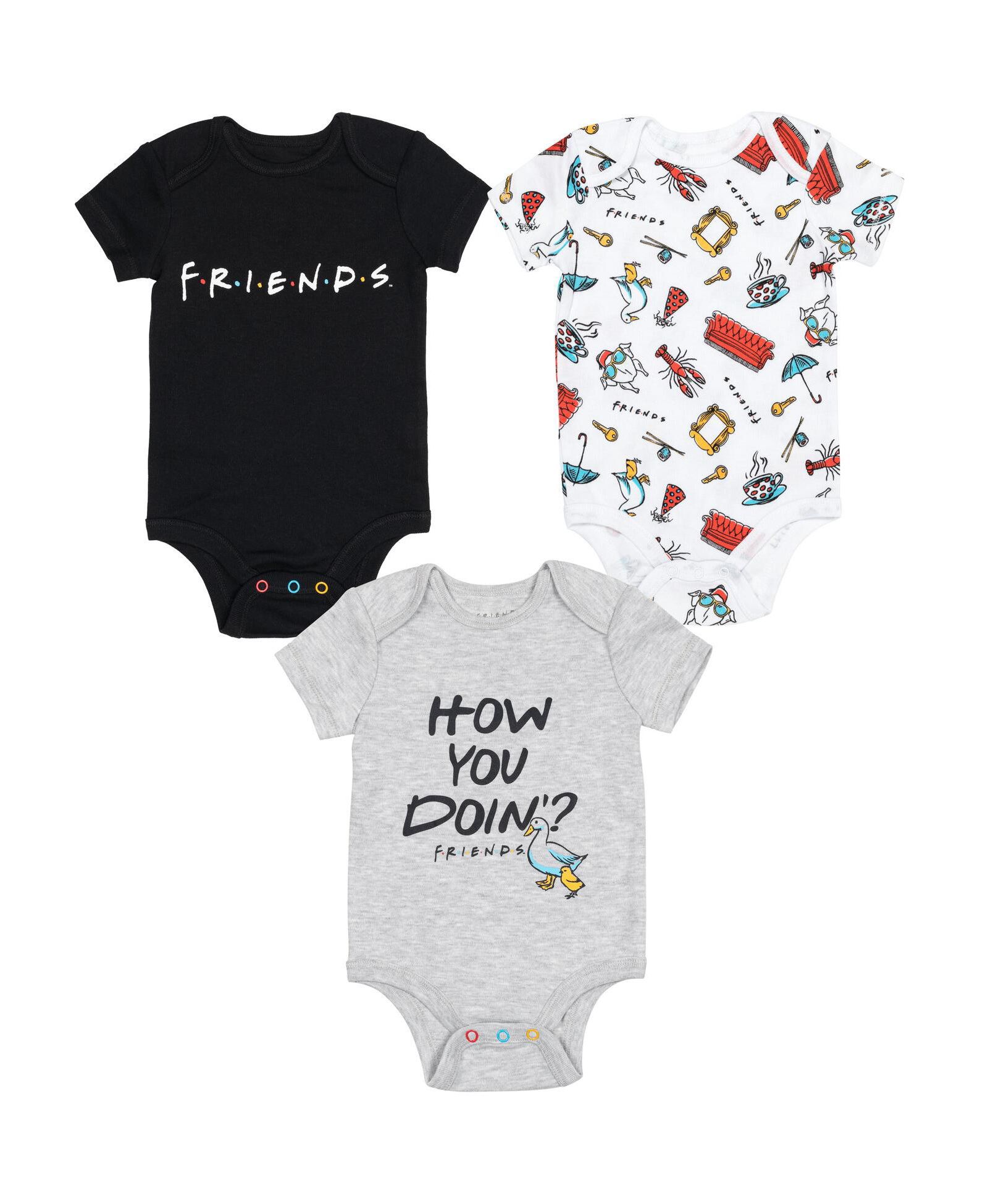 Friends Baby Boys 3 Pack Short Sleeve Bodysuit