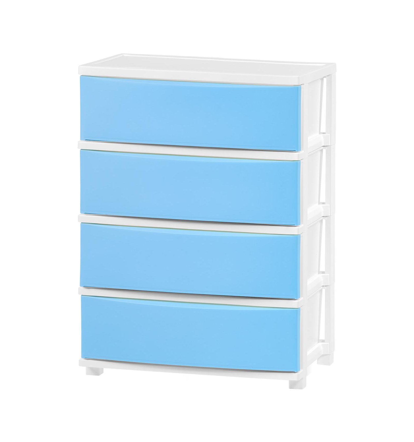 IRIS USA 4 Wide Drawer Storage, Organizer Unit for Bedroom, Closet, Living Room, Nursery, Dorm, White Frame with Matte Soft-Blue Front Panels, Set of 1