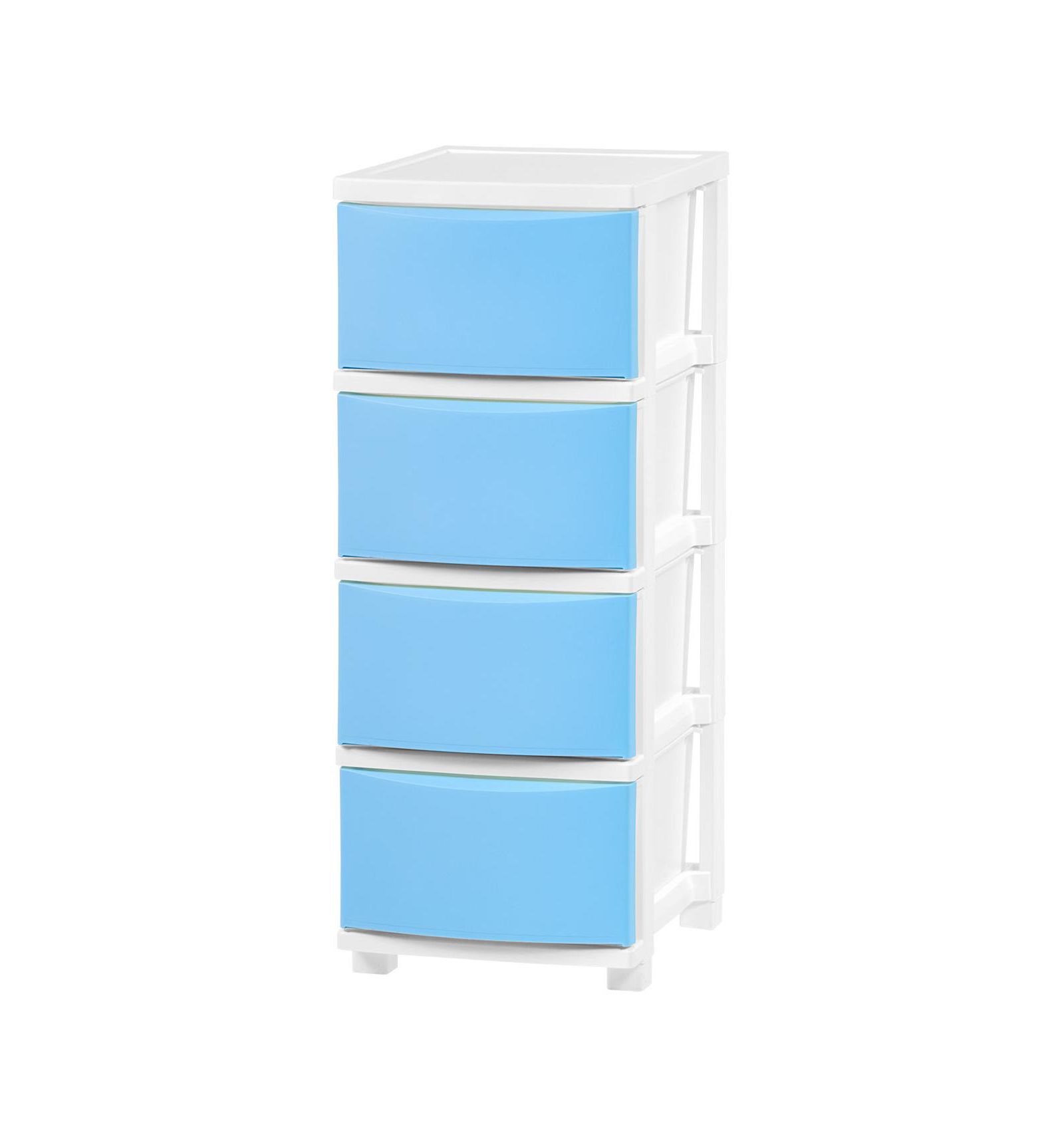 IRIS USA 4 Slim Plastic Drawer Storage, White/Blue