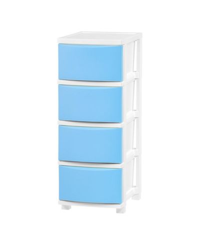 Контейнер для хранения IRIS USA 4 Slim Plastic Drawer, White/Blue