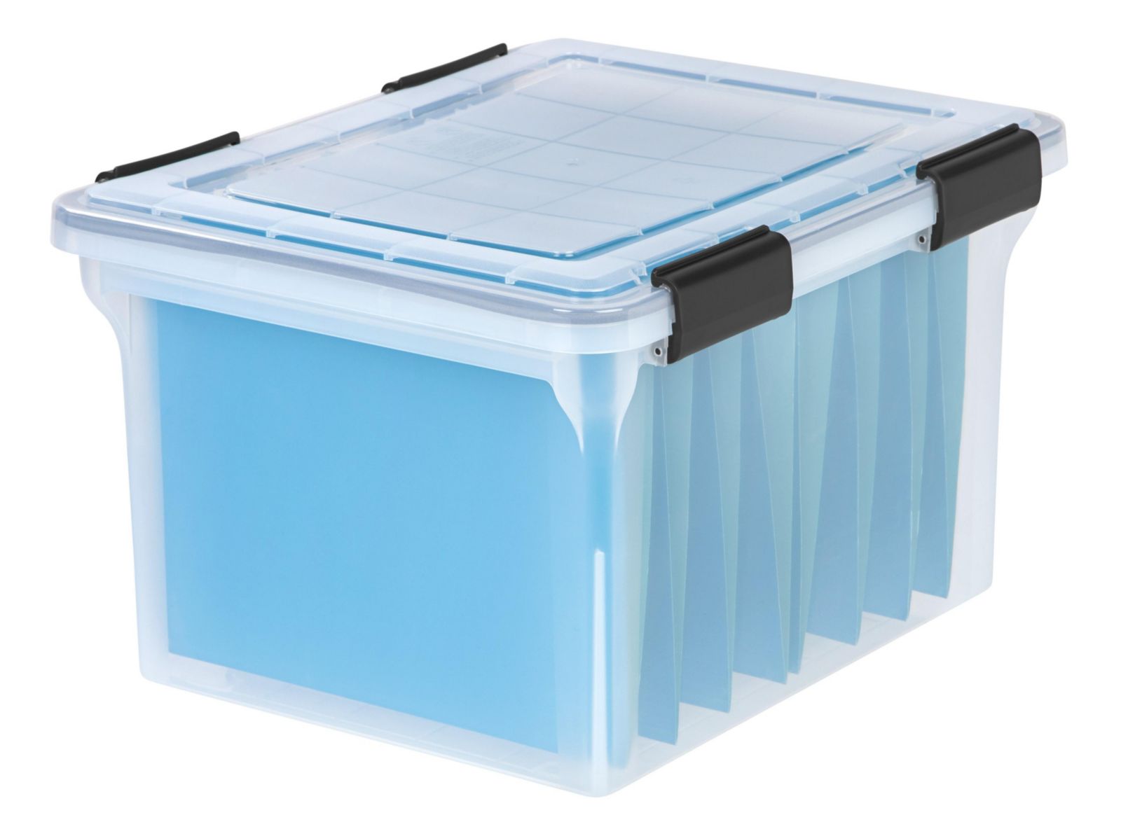 IRIS File Box WeatherPro File Organizer Plastic File Box for Letter/Legal File, Durable Lid and Seal w/ Secure Latching Buckles, Stackable and