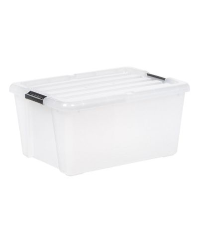 IRIS 45qt Clear View Plastic Storage Bin with Lid and Latching Buckles