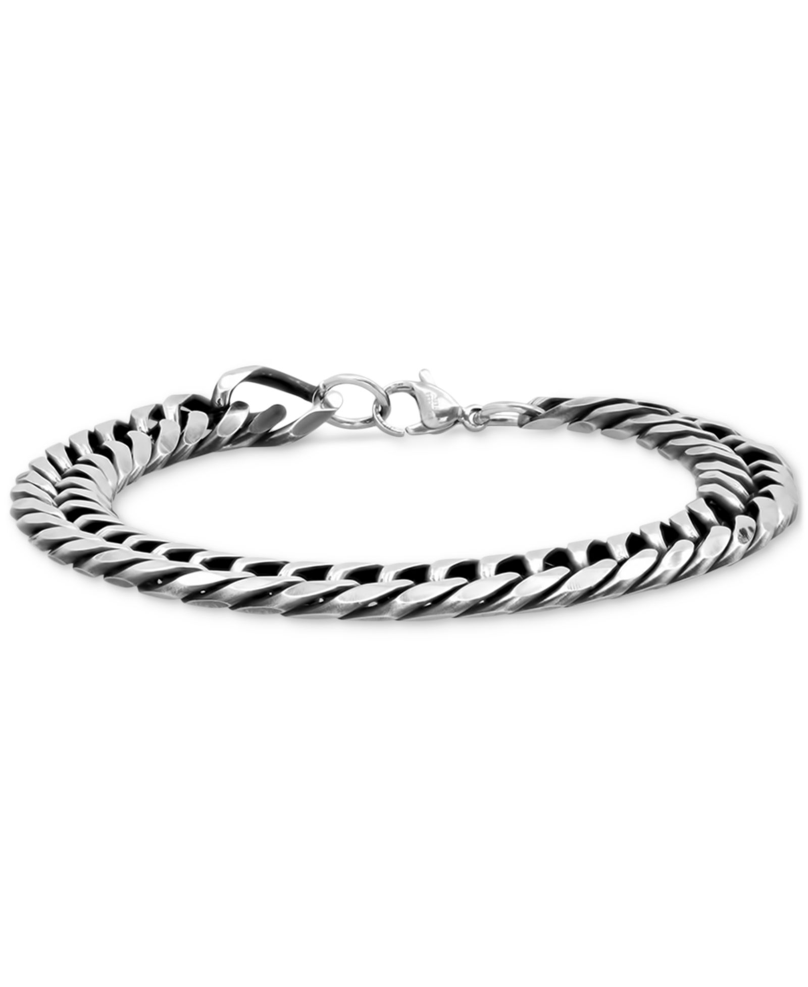 Мужской браслет STEELTIME Silver-Tone Cuban Link Chain Bracelet
