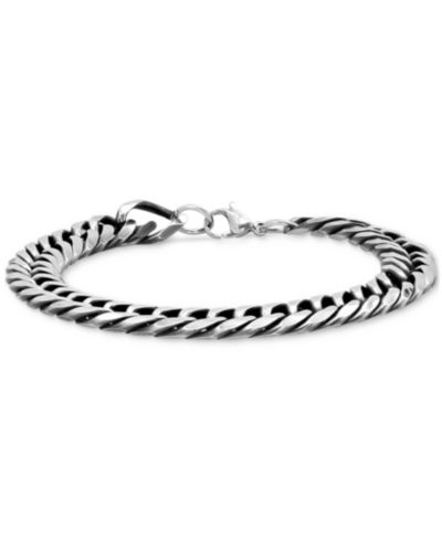 Мужской браслет STEELTIME Silver-Tone Cuban Link Chain Bracelet