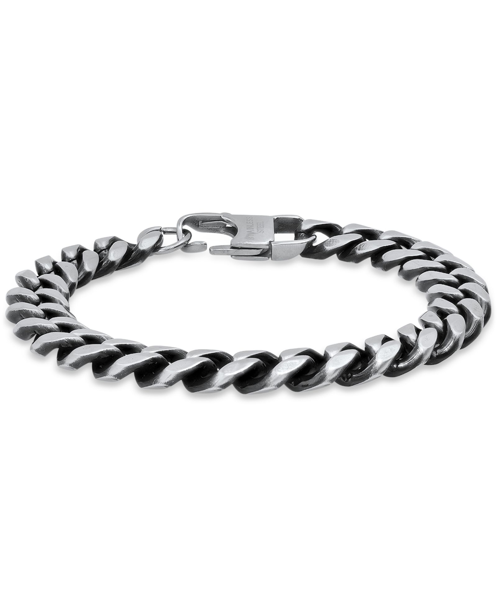 STEELTIME Мужской браслет Cuban Link из нержавеющей стали, Gunmetal-Tone