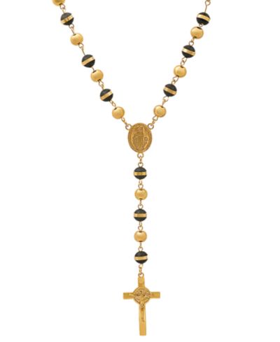 STEELTIME Men's Stainless Steel Prayer Rosary 28" Lariat Necklace