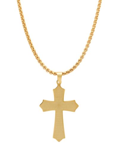 STEELTIME Men's Our Father Lord's Prayer Cross Pendant