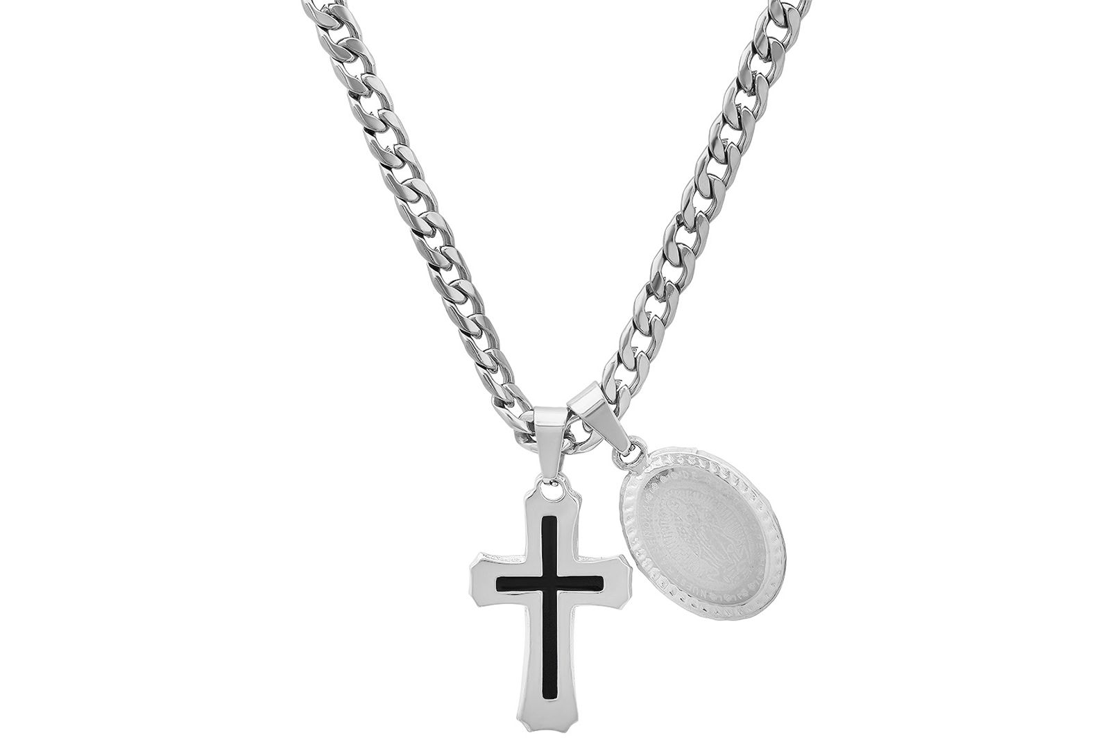 Подвеска-кулон STEELTIME Men's Cross & Guadalupe Oval, 24"