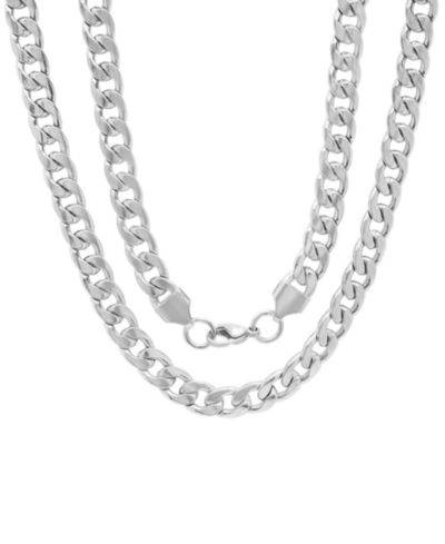 STEELTIME Men's Silver-Tone Curb Chain Necklace, 24"