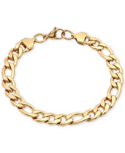 Мужской браслет STEELTIME Figaro Link из нержавеющей стали с напылением 18k Gold