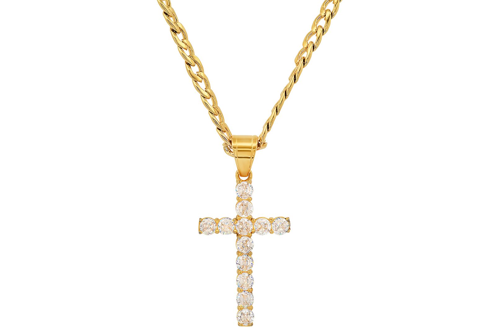 Мужской кулон-крест из нержавеющей стали STEELTIME Crystal Cross 24"