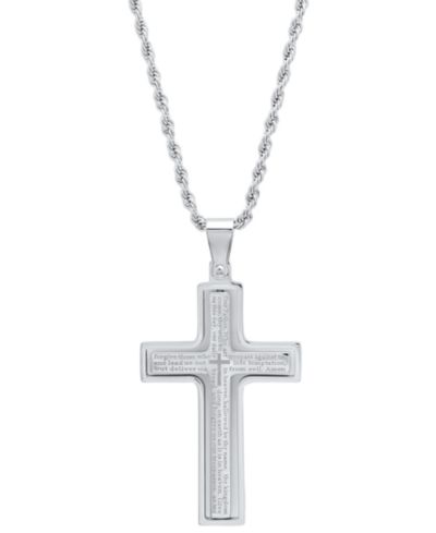 Мужская подвеска-крест STEELTIME Stainless Steel Our Father English Prayer Spinner, 24"
