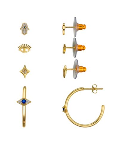 Набор сережек Unwritten Cubic Zirconia Evil Eye, Star, Hamsa Stud Hoop Earring Set
