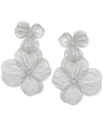 lonna & lilly Gold-Tone Openwork Flower Double Drop Earrings