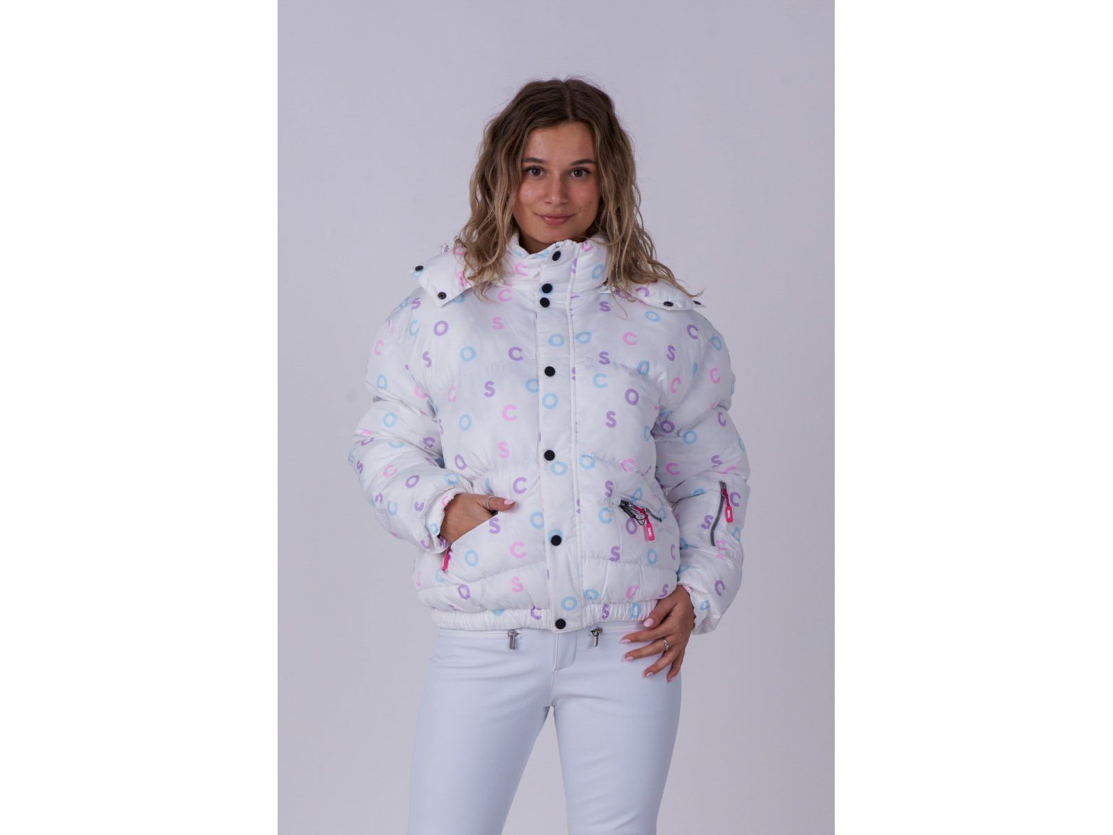 Women's White OOSC Print Chic Puffer Jacket