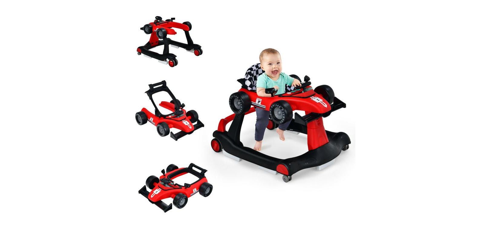 Slickblue 4 in 1 Foldable Baby Activity Push Walker with Adjustable Height