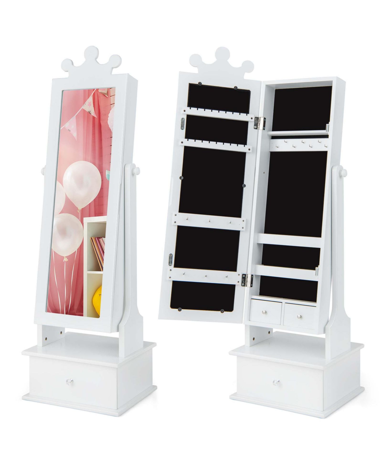 Шкаф для украшений Kid Freestanding 2-in-1 Full Length Mirror Storage Drawer