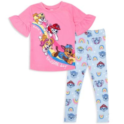 Paw Patrol Rubble Marshall Chase Girls T-Shirt and Leggings Outfit Set Toddler |Child