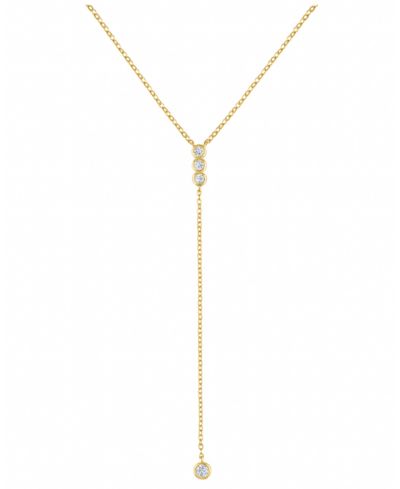BEN ONI Gold-Tone Cubic Zirconia Bezel Lariat Necklace