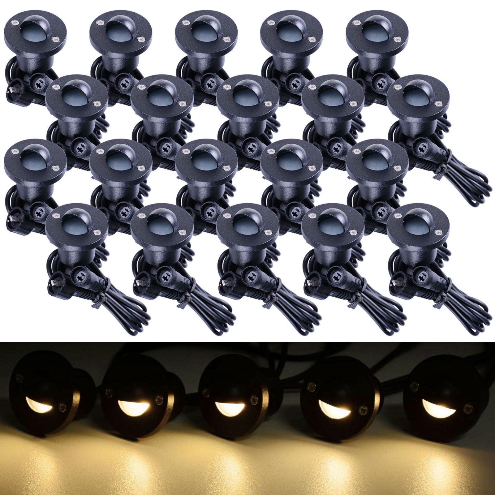 Набор уличных LED светильников Yescom 12V Warm White Deck Stair Light Waterproof 20 Pack