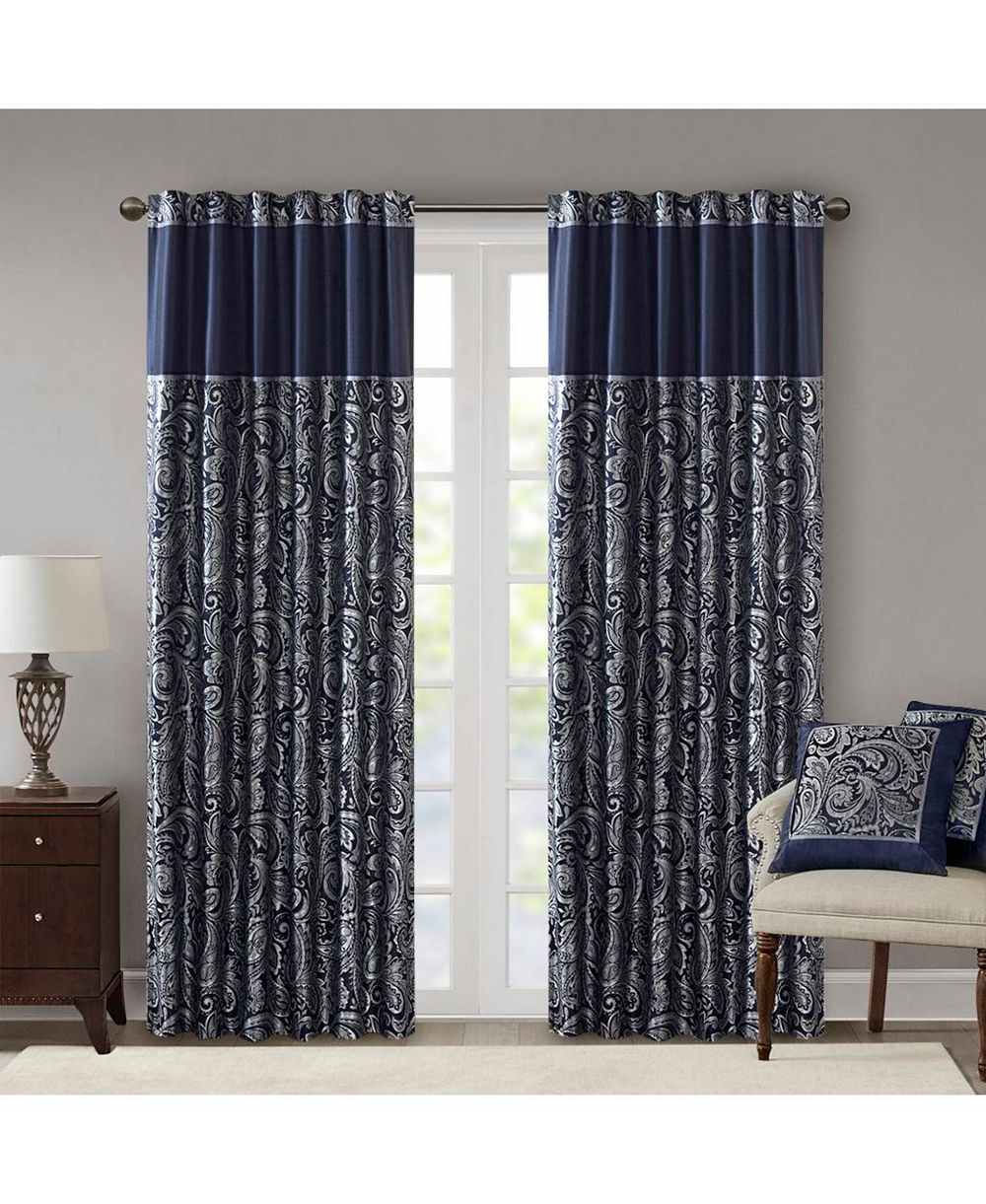 Шторы Madison Park Aubrey Jacquard Room Darkening, Faux Silk Paisley