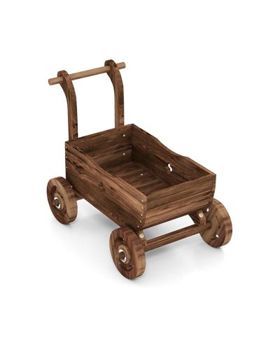 Декоративная деревянная тележка с колесами, Rustic Brown