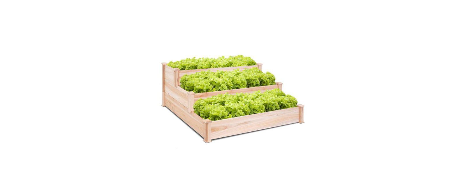 3 Tier Wooden Raised Garden Bed for Flowers and Vegetables