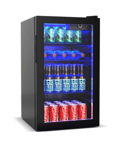 Компактный холодильник для напитков Slickblue на 120 банок со стеклянной дверцей