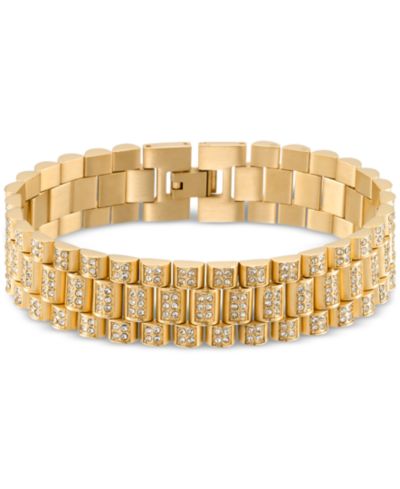 LEGACY for MEN by Simone I. Smith Men's Crystal Watch Link Bracelet in Gold-Tone Ion-Plated Stainless Steel