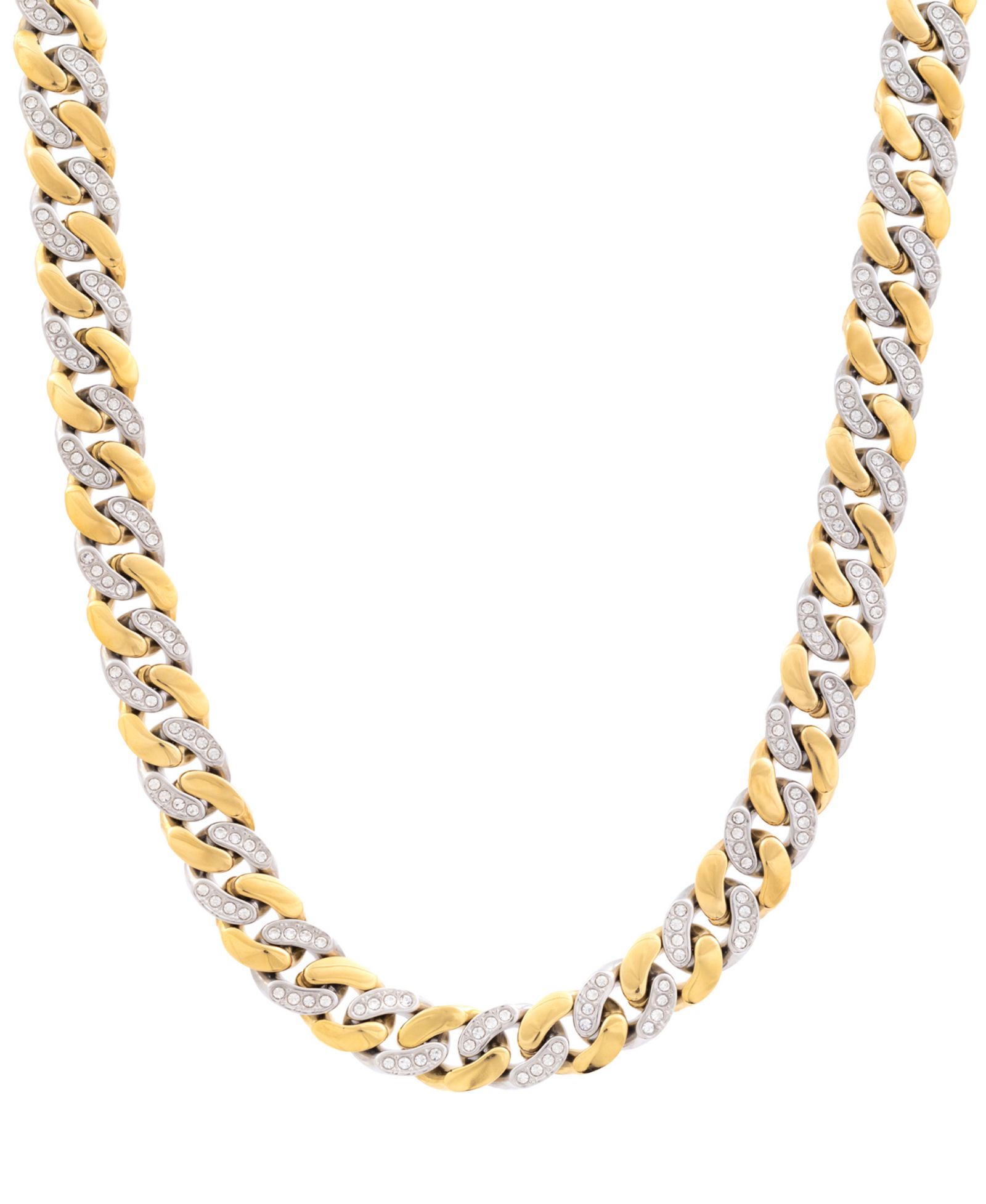 LEGACY for MEN By Simone I. Smith Men's Crystal Curb Link  24" Chain Necklace in Stainless Steel & Gold-Tone Ion-Plate