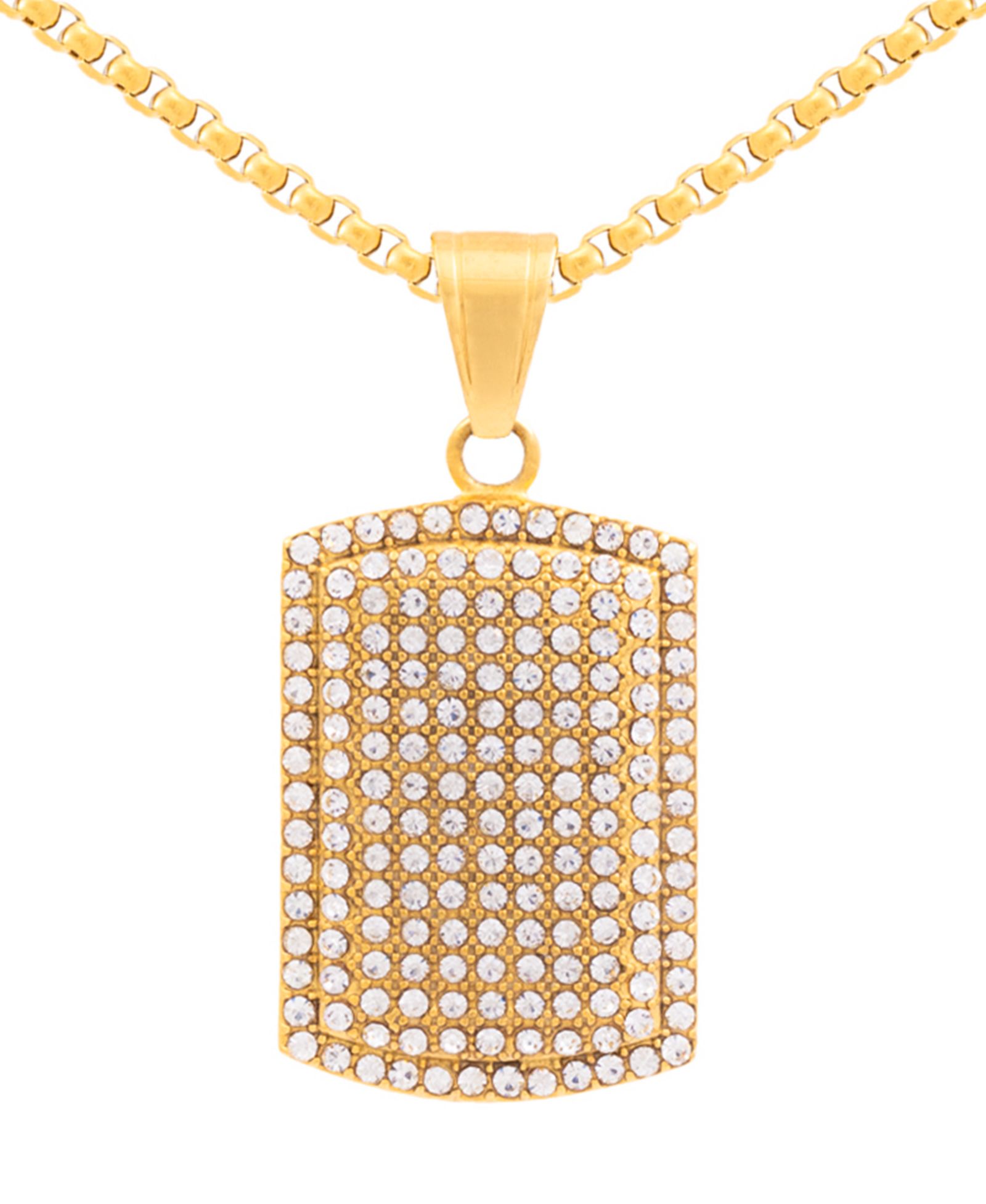 Мужское ожерелье-кулон LEGACY for MEN by Simone I. Smith Cubic Zirconia Dog Tag 24" из золотистого нержавеющего сплава