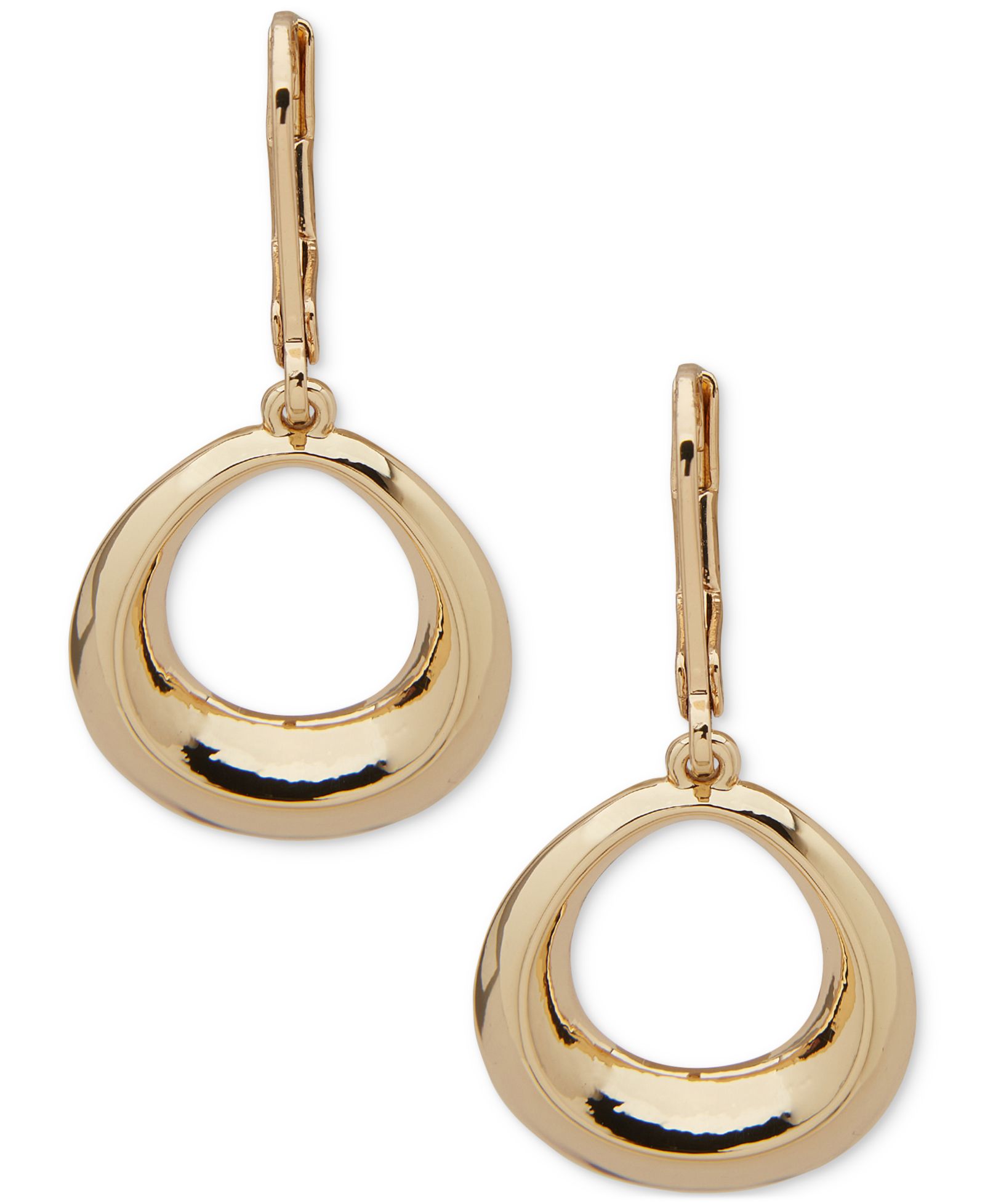Серьги-подвески Anne Klein Gold-Tone Bevel Open Oval Drop