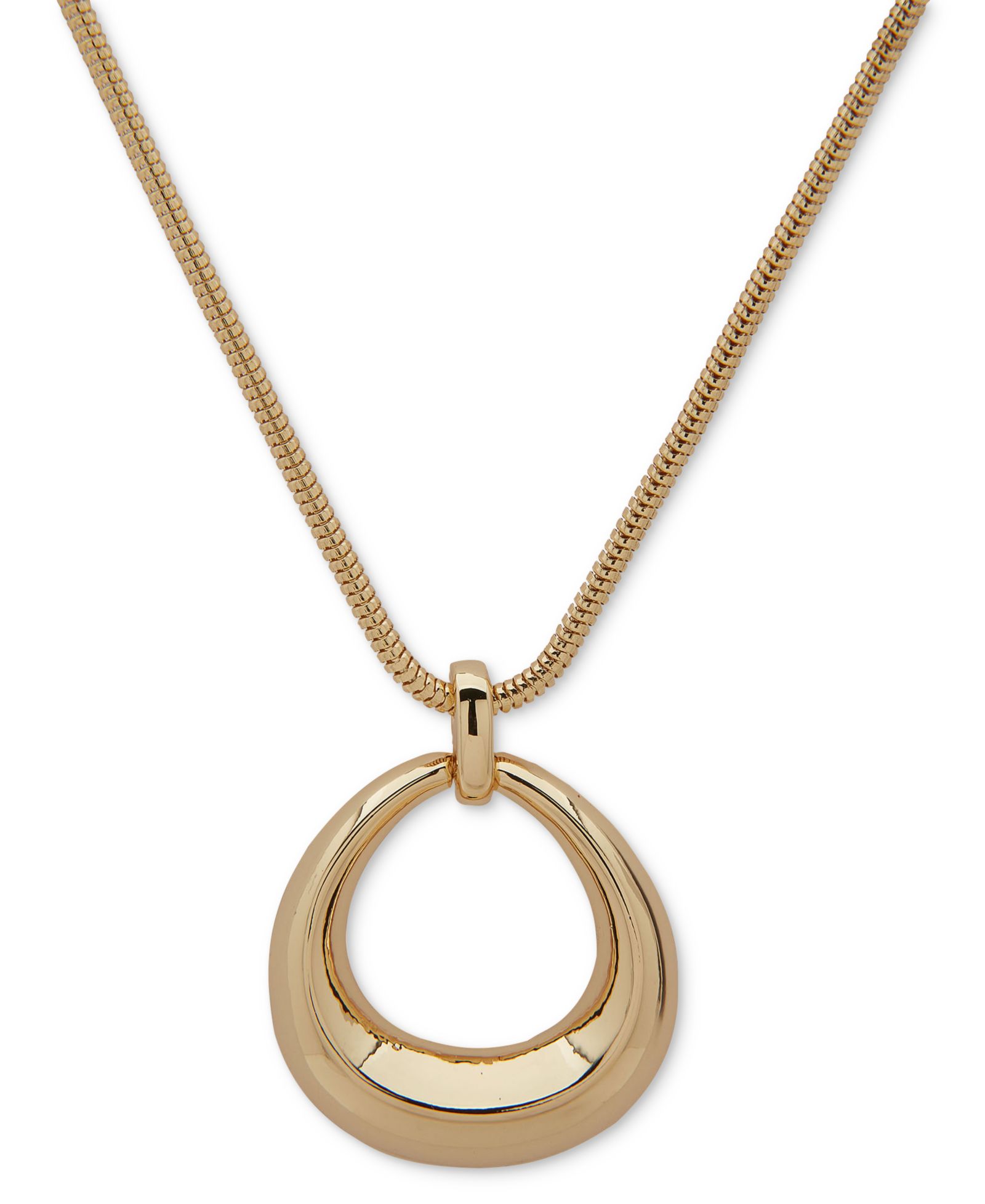 Подвеска-кулон Anne Klein Gold-Tone Open Oval, 16" + 3" extender