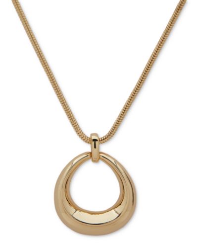Подвеска-кулон Anne Klein Gold-Tone Open Oval, 16" + 3" extender