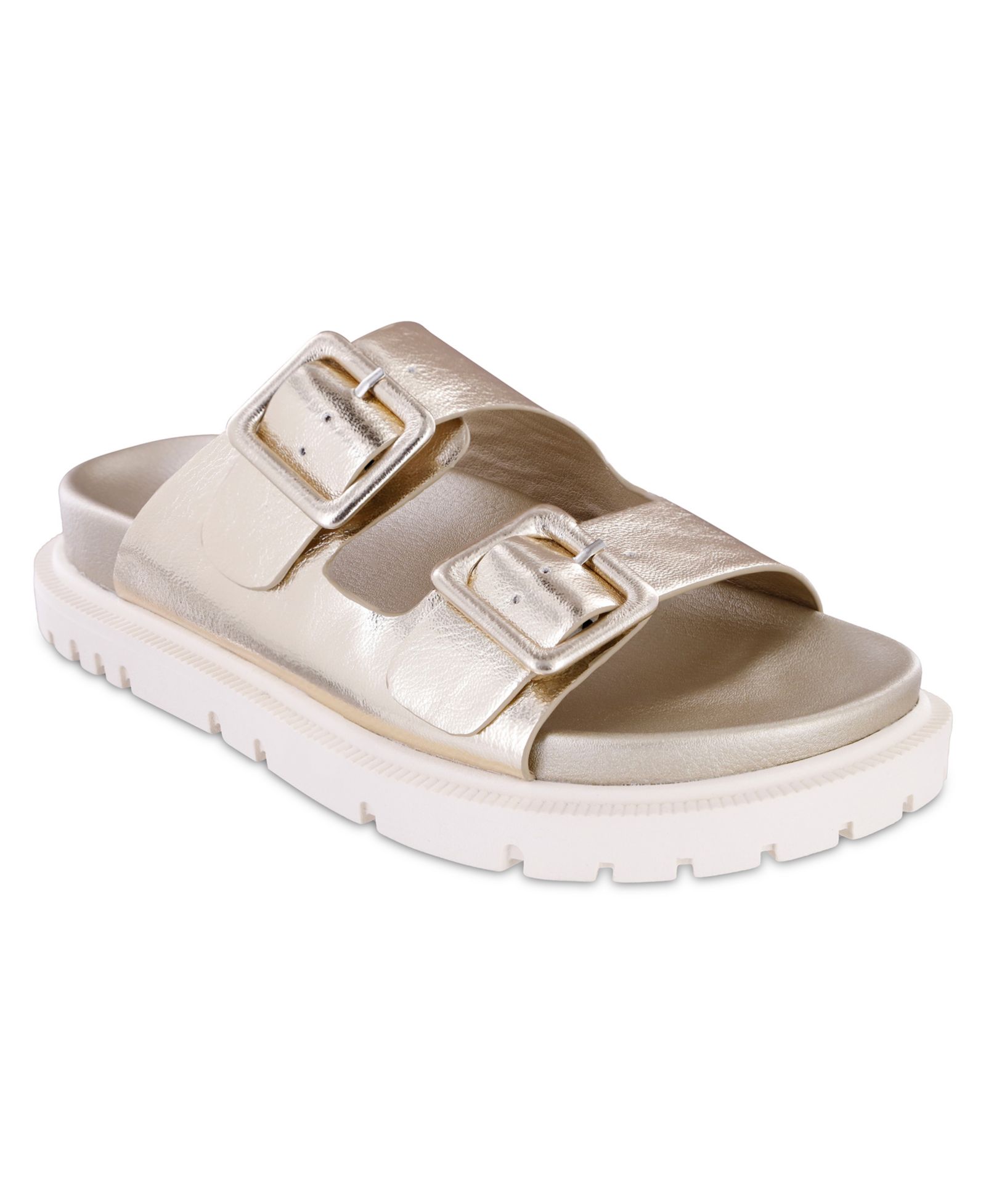 MIA Women's Gen Double Buckle Flat Slide Sandals
