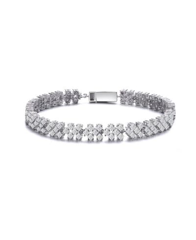 Браслет с кубическим цирконием Rachel Glauber White Gold Plated Classy Three Row Tennis Bracelet