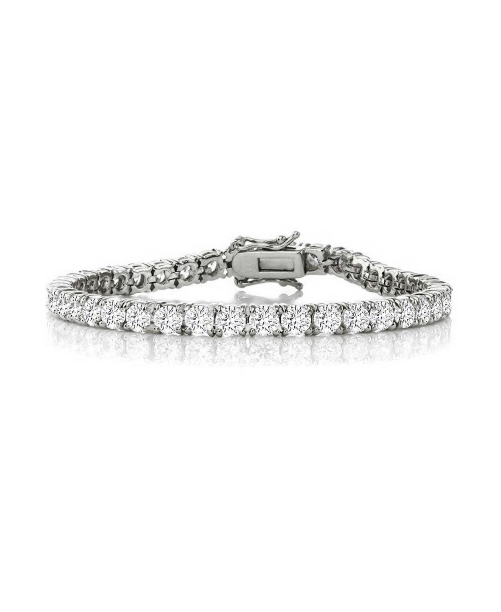 Rachel Glauber Modern White Gold Plated Radiant 5MM CZ Tennis Bracelet