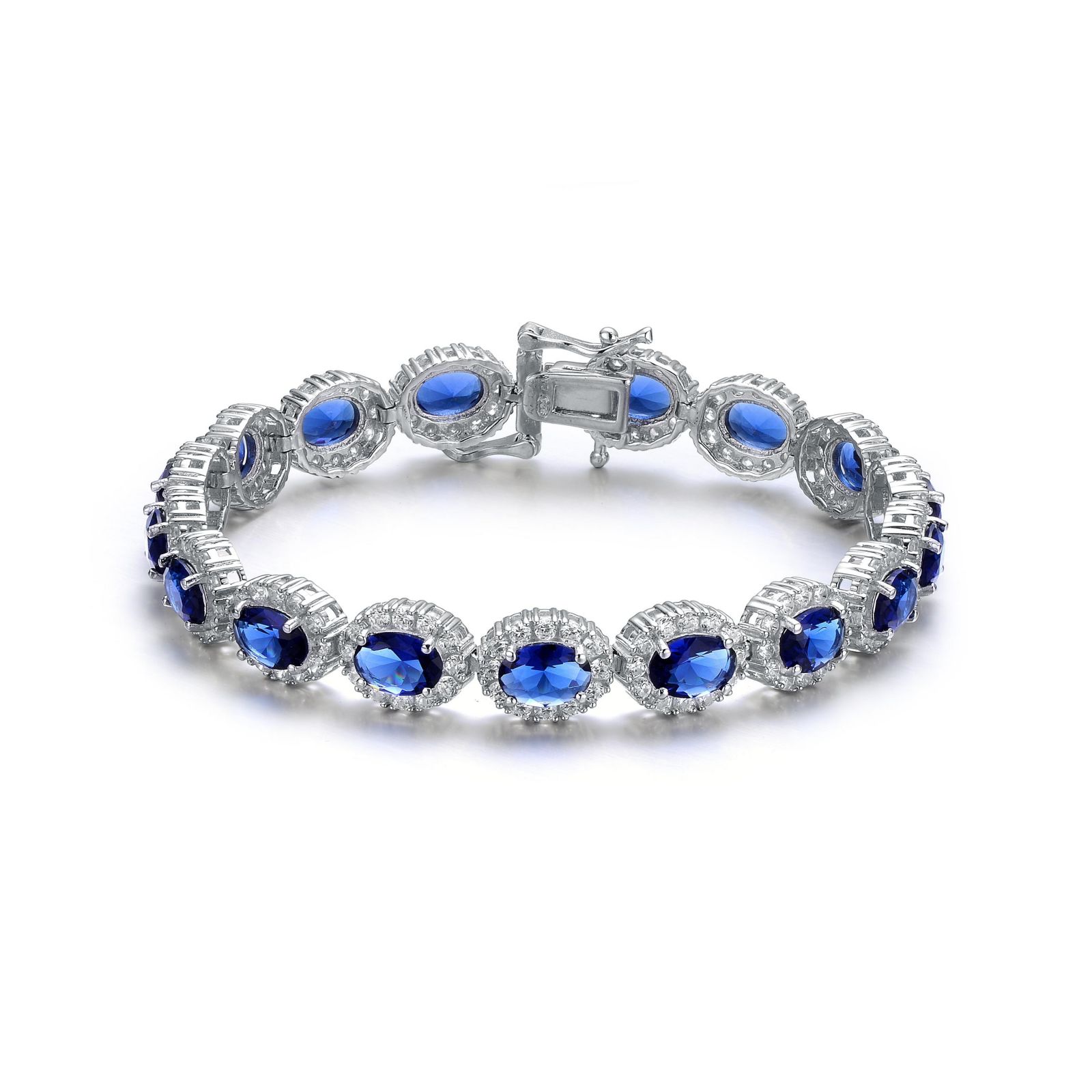 Браслет Genevive Sterling Silver Oval Colored Cubic Zirconia Stylish Tennis