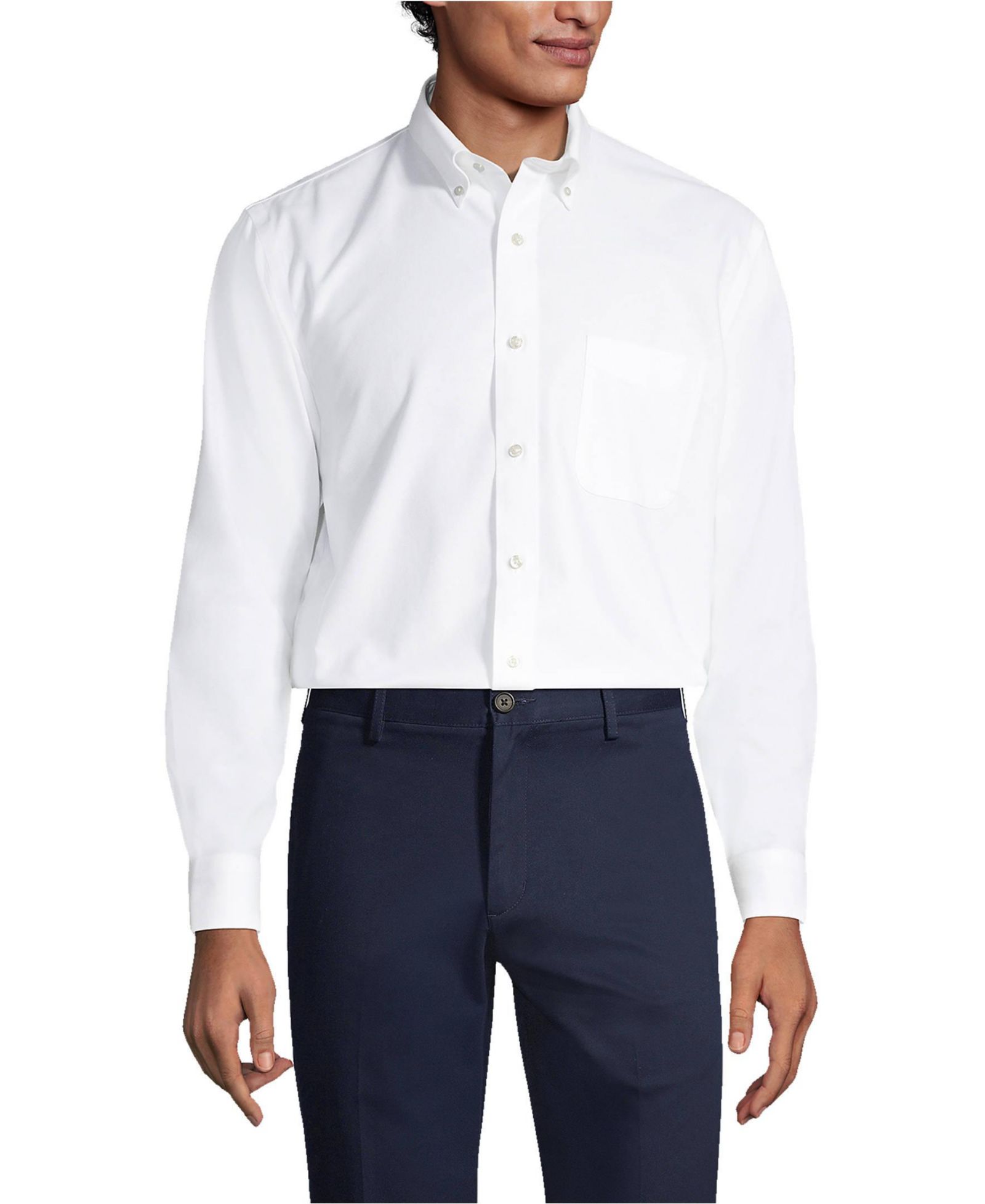 Lands' End Мужская рубашка Oxford из хлопка Supima, классический крой