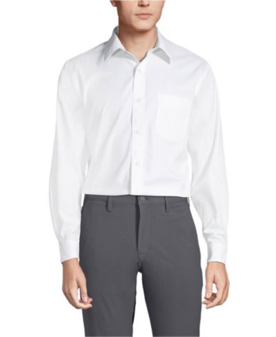 Мужская рубашка Lands' End Big & Tall No Iron Supima Cotton Pinpoint Straight Collar Dress Shirt