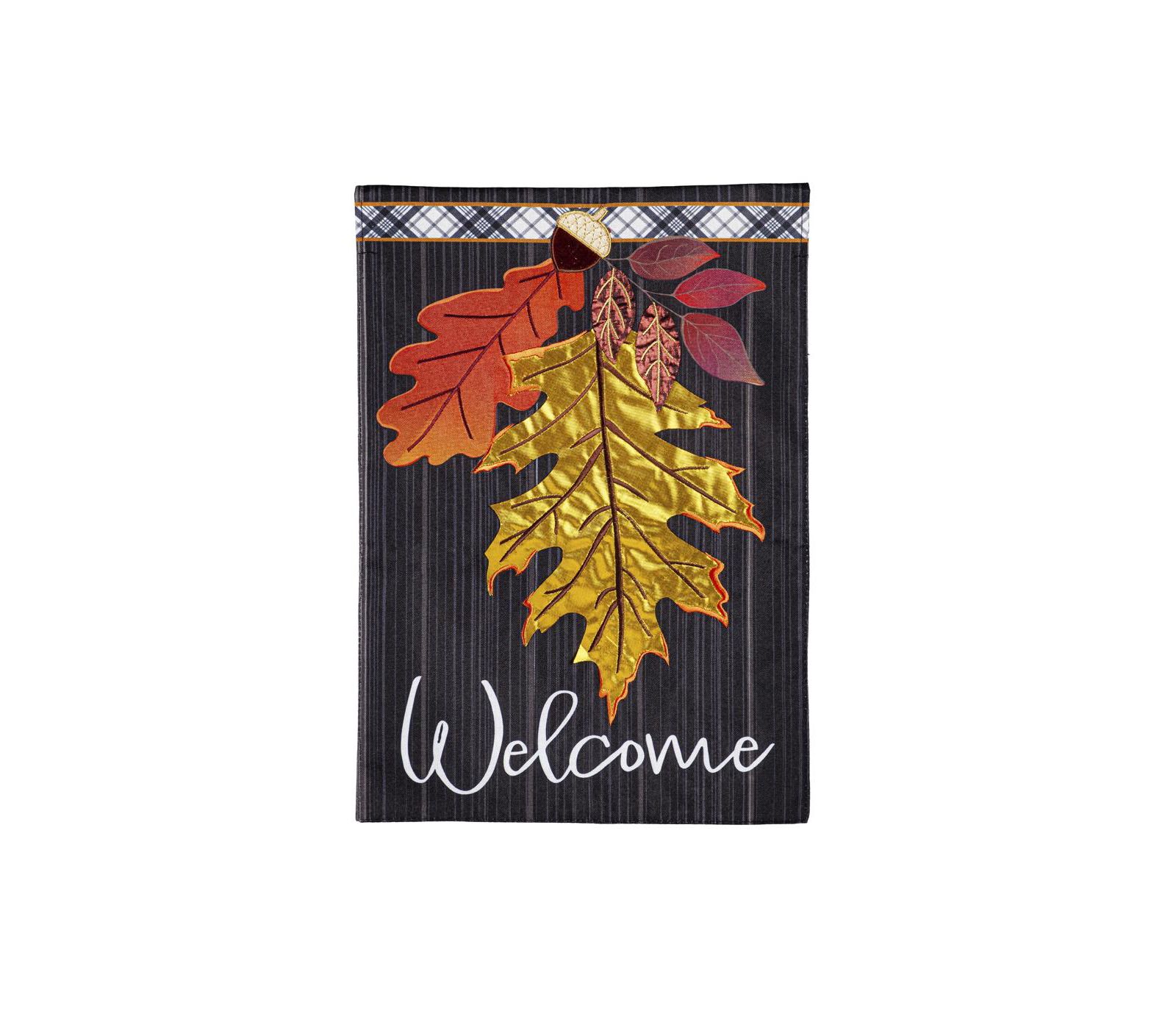 Welcome Autumn Leaves Garden Linen Flag