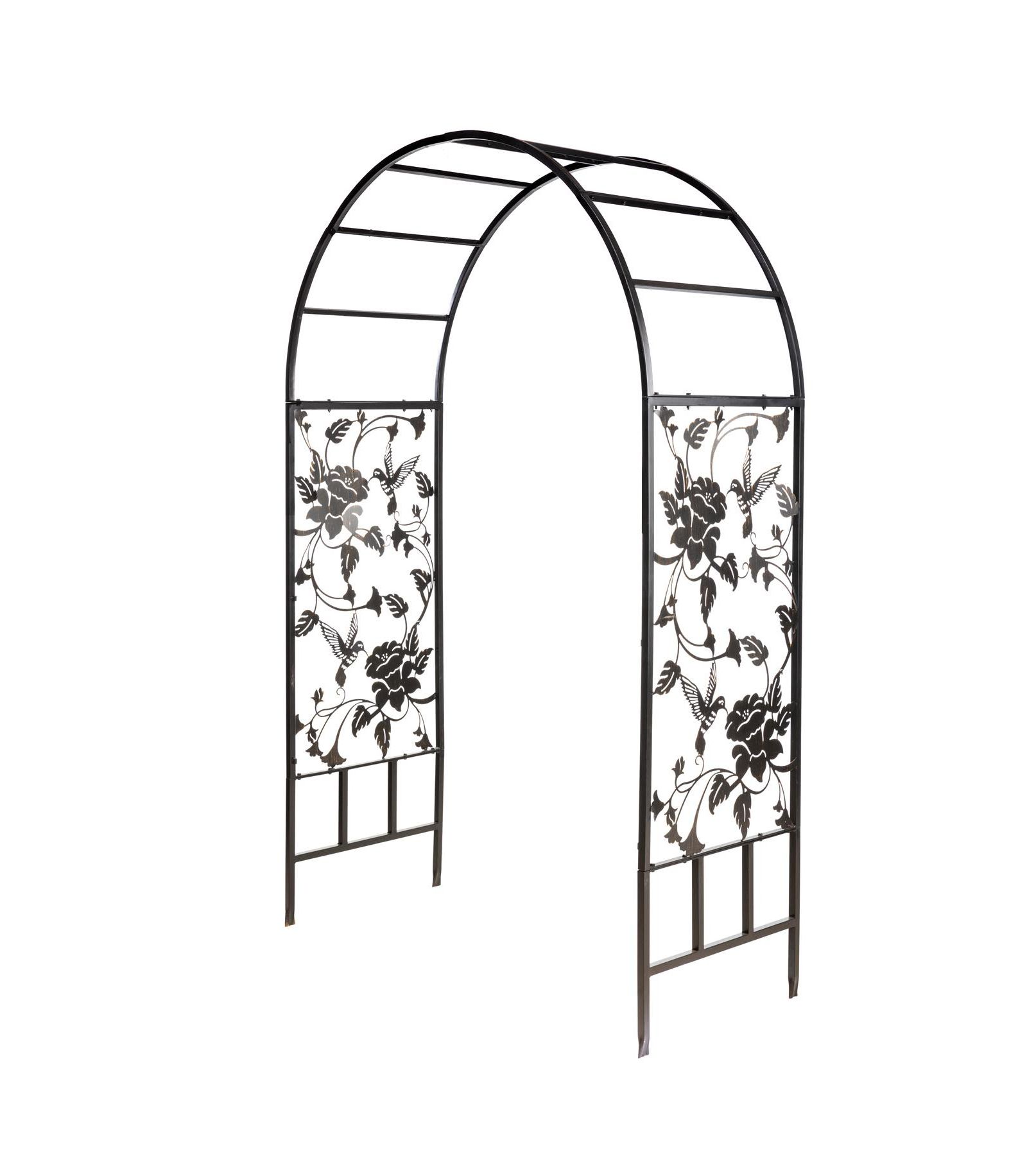 Metal Arched Hummingbird Garden Arbor