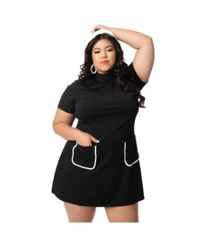 Женское платье Shift с волнообразным узором и высоким воротником Plus Size