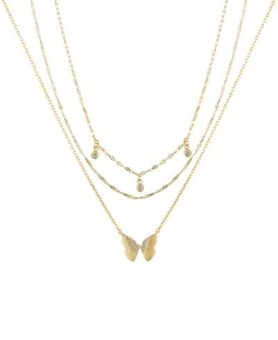 Unwritten Cubic Zirconia Butterfly Necklace Set