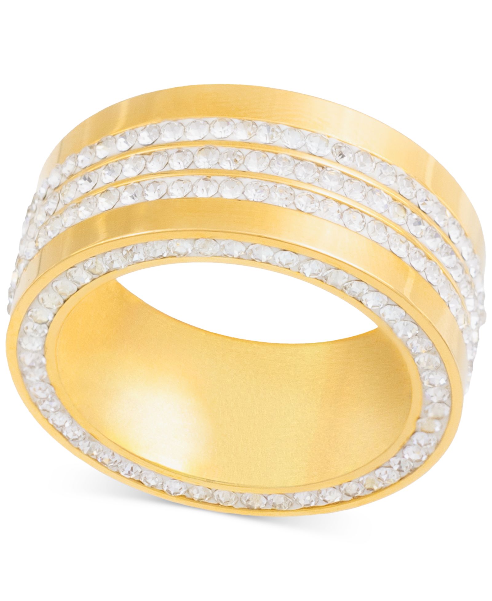 Мужское кольцо LEGACY for MEN by Simone I. Smith Crystal Wide Band Gold-Tone