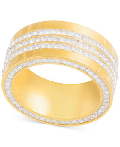 Мужское кольцо LEGACY for MEN by Simone I. Smith Crystal Wide Band Gold-Tone
