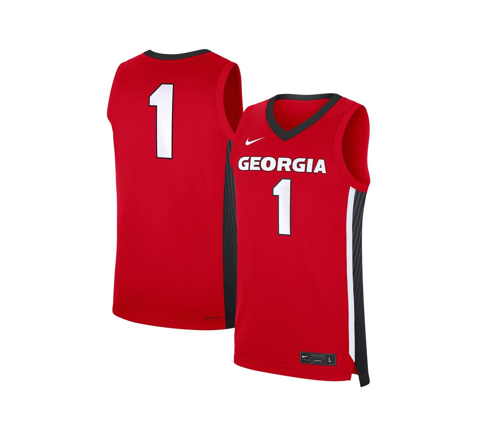 Nike Men's 1 Red Georgia Bulldogs Road Replica Jersey