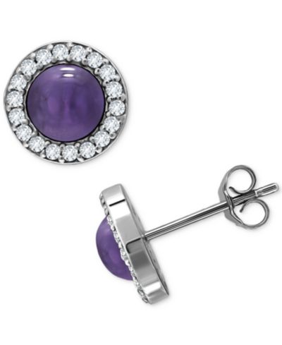 Giani Bernini Onyx & Cubic Zirconia Halo Stud Earrings in Sterling Silver, Created for Macy's